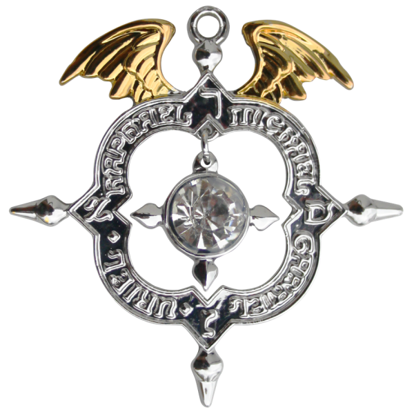 Winged Archangel Shield Amulet Kaballah Necklace