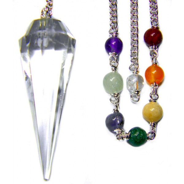 Clear Quartz Crystal Chakra Scrying Pendulum