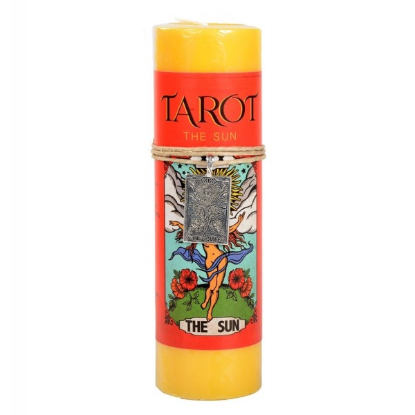 The Sun Tarot Card Candle with Pendant for Happiness