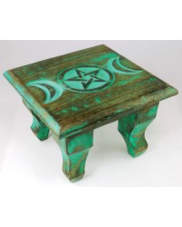 Triple Moon Antiqued Wood Altar Table