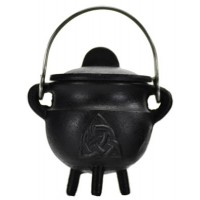 Triquetra Cast Iron Mini Cauldron with Lid