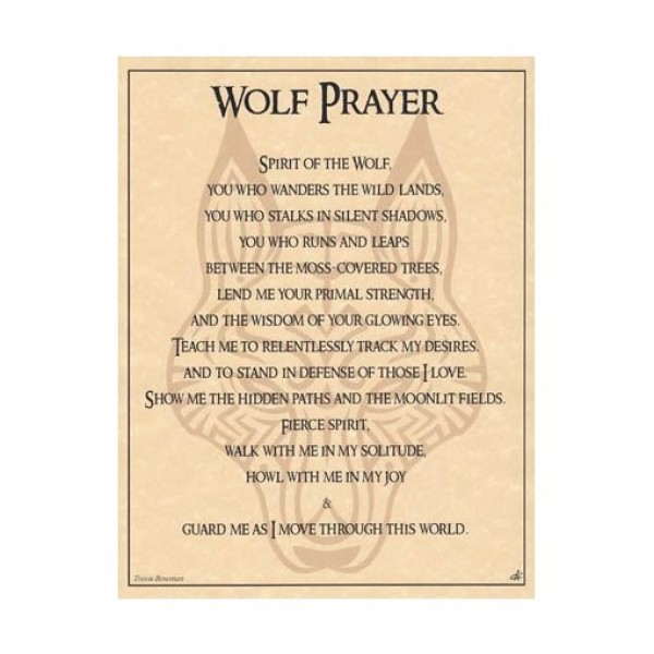 Wolf Prayer for Strength Parchment Poster