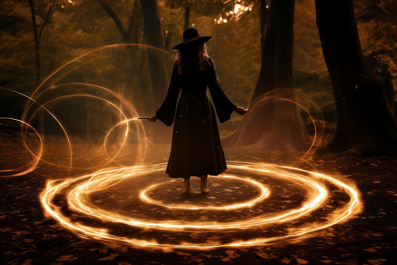 witches use magic wands to direct energy such as casting a circle